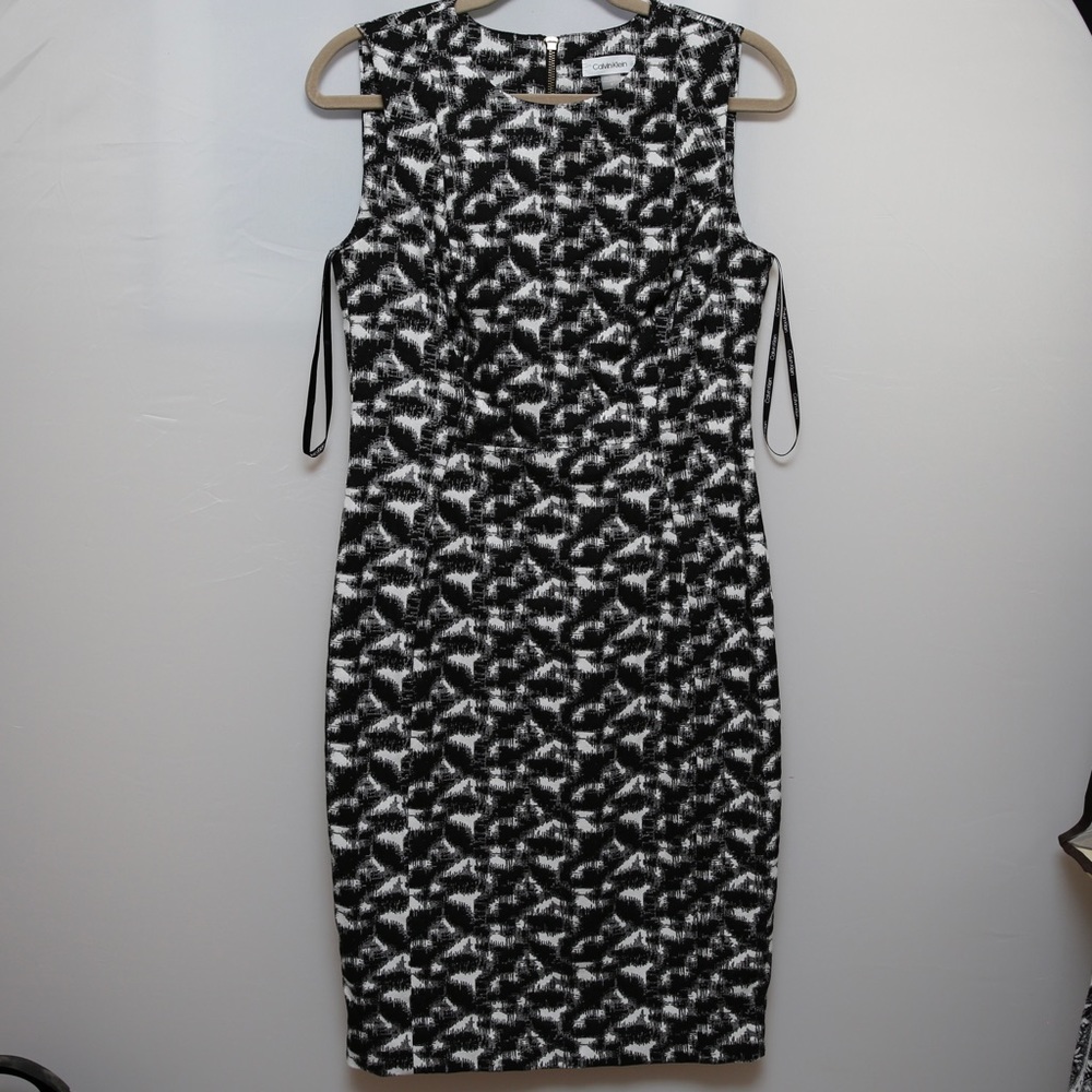 Black/White Print Career Dress